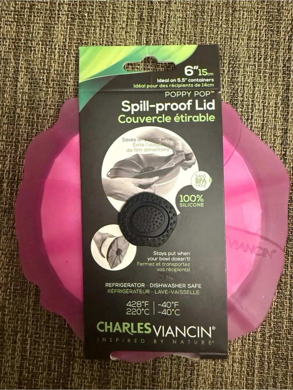 Set of 3 Poppy Pop Silicone Lids, BNIP